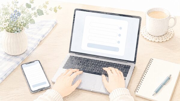 パソコンとスマホで半角カナ入力ができないときの確認をするイメージ