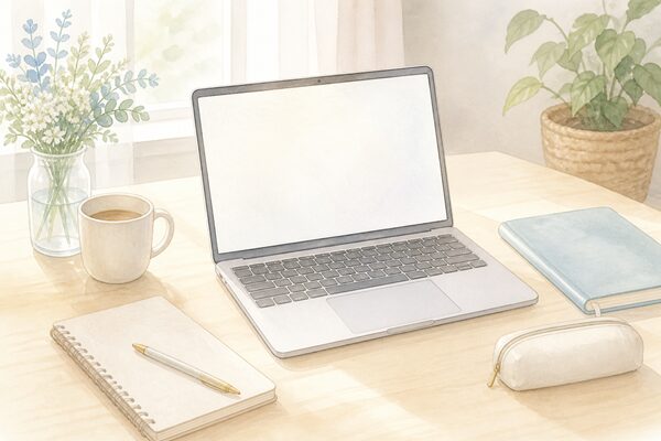 難しい漢字の読み方をノートや本でやさしく確認するイラスト