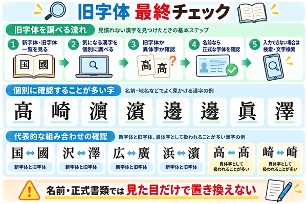 旧字体を調べる順番と新字体・異体字の最終確認