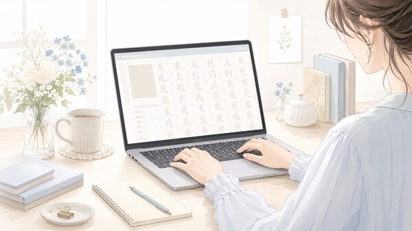 パソコンで旧字の瀨を入力する方法を調べているイメージ