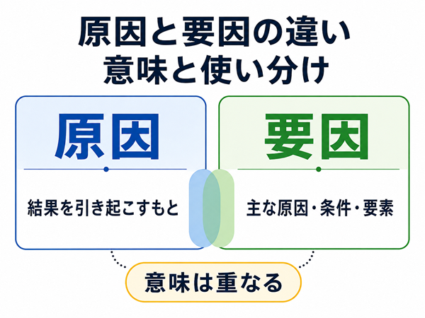 原因と要因の意味の違いと重なりを示した比較図
