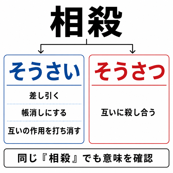 相殺のそうさいとそうさつを意味別に比較した図