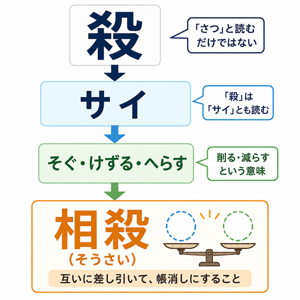 殺をサイと読む意味から相殺につながる関係図
