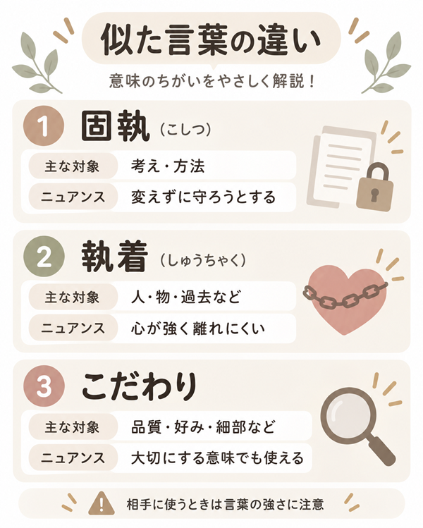 固執・執着・こだわりの意味とニュアンスの違い